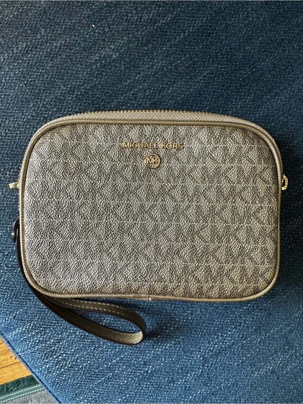 Michael Kors Gold Metallic Zip Wristlet